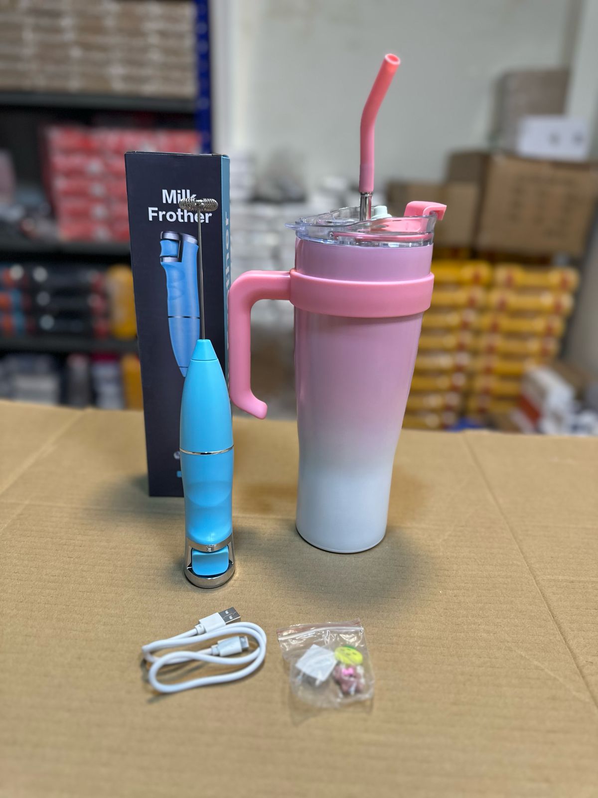 Cute 40 oz Tumbler with Handle and Straw