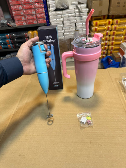 Cute 40 oz Tumbler with Handle and Straw