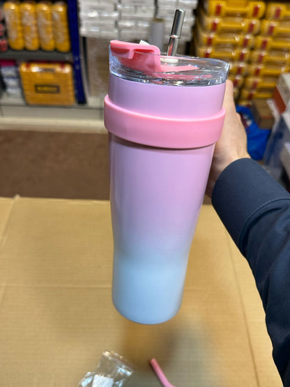 Cute 40 oz Tumbler with Handle and Straw