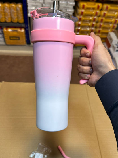 Cute 40 oz Tumbler with Handle and Straw