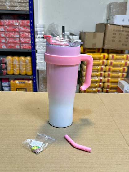 Cute 40 oz Tumbler with Handle and Straw